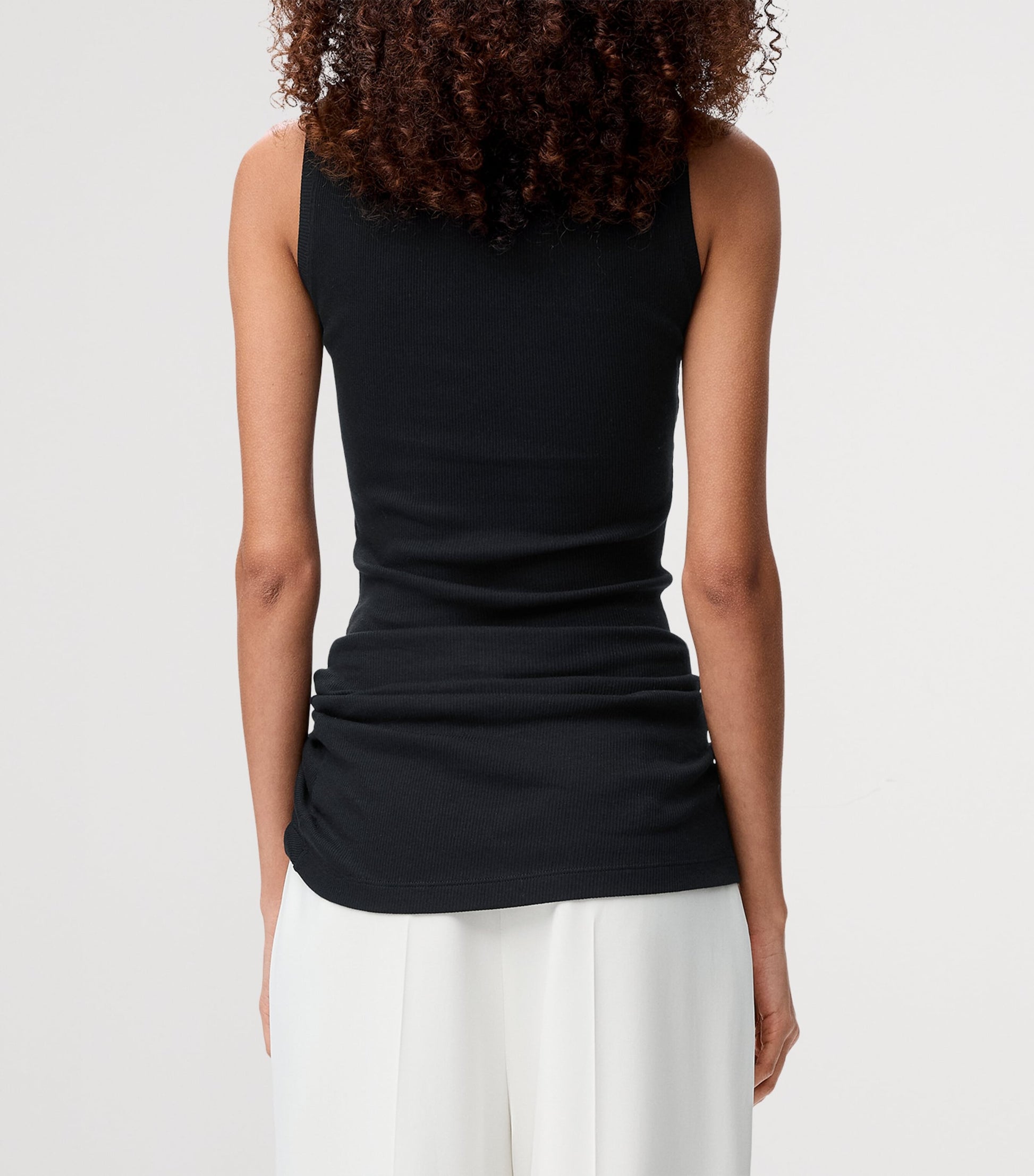 LOEWE Black Cotton Draped Tank Top