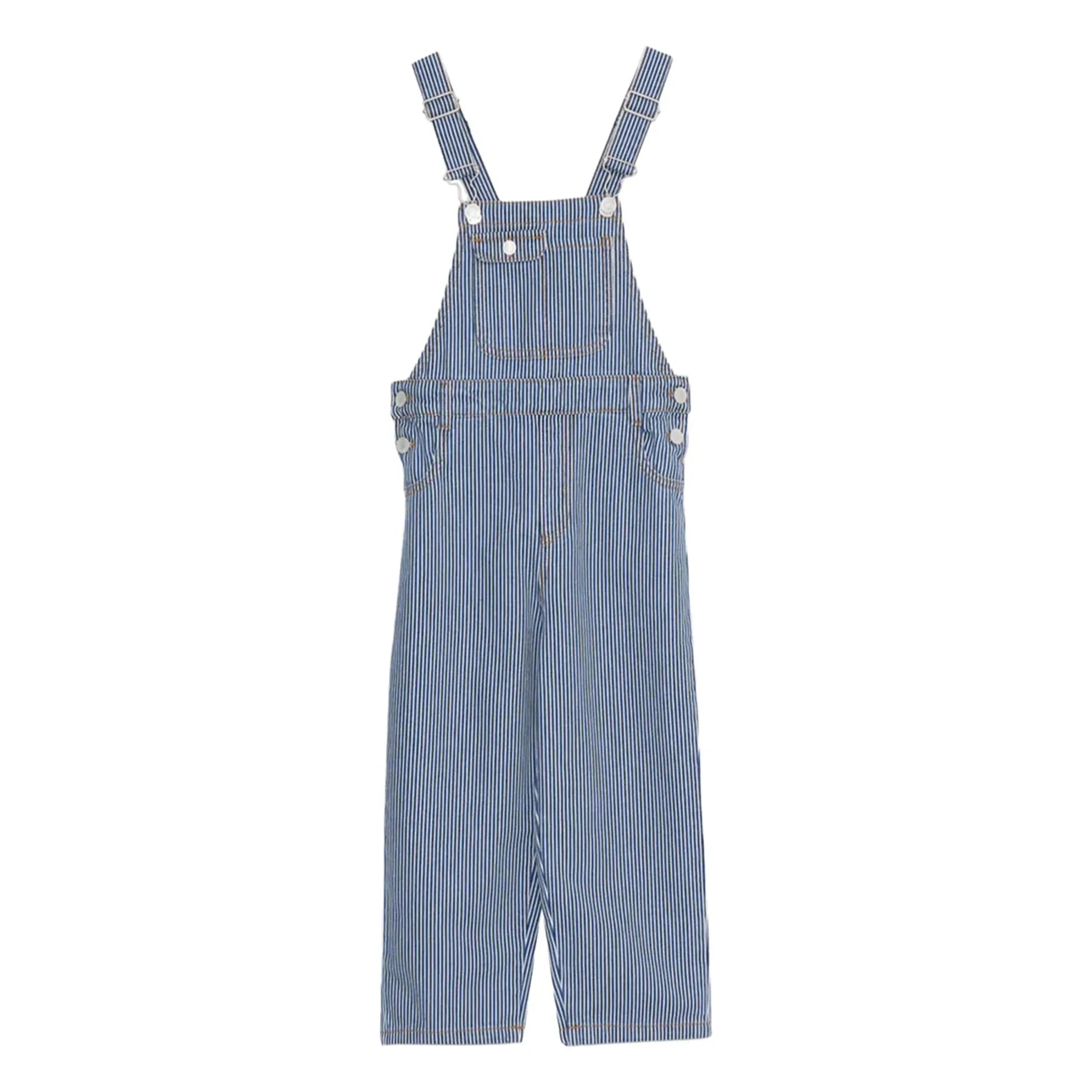 the new society - Diana organic cotton striped overalls | Navy blue