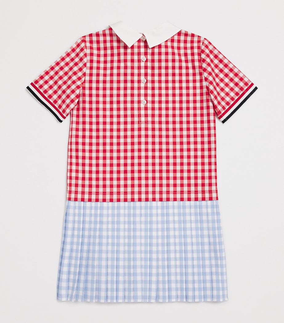 Thom Browne Kids Red Gingham Pleated Dress (2-12 Years)