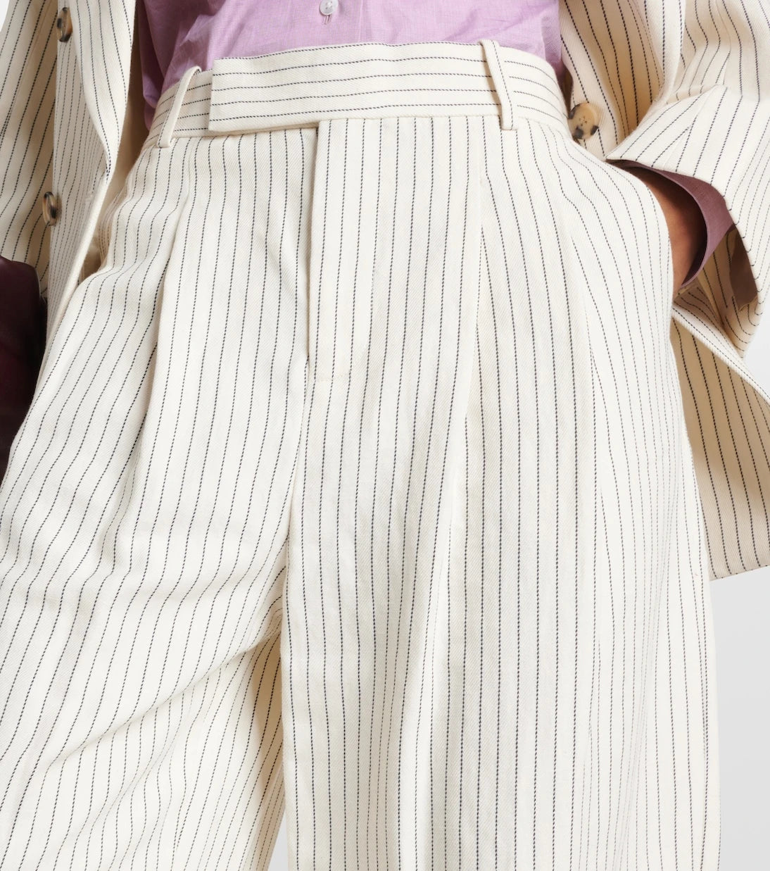 Frame - Mid-rise cotton and linen wide-leg pants
