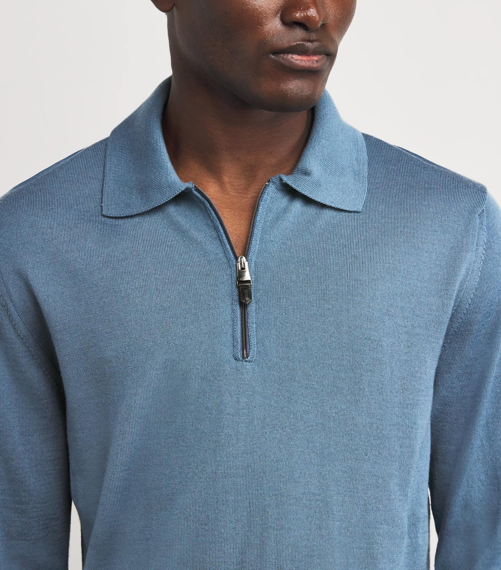 Wool-Blend Zip-Up Polo Shirt