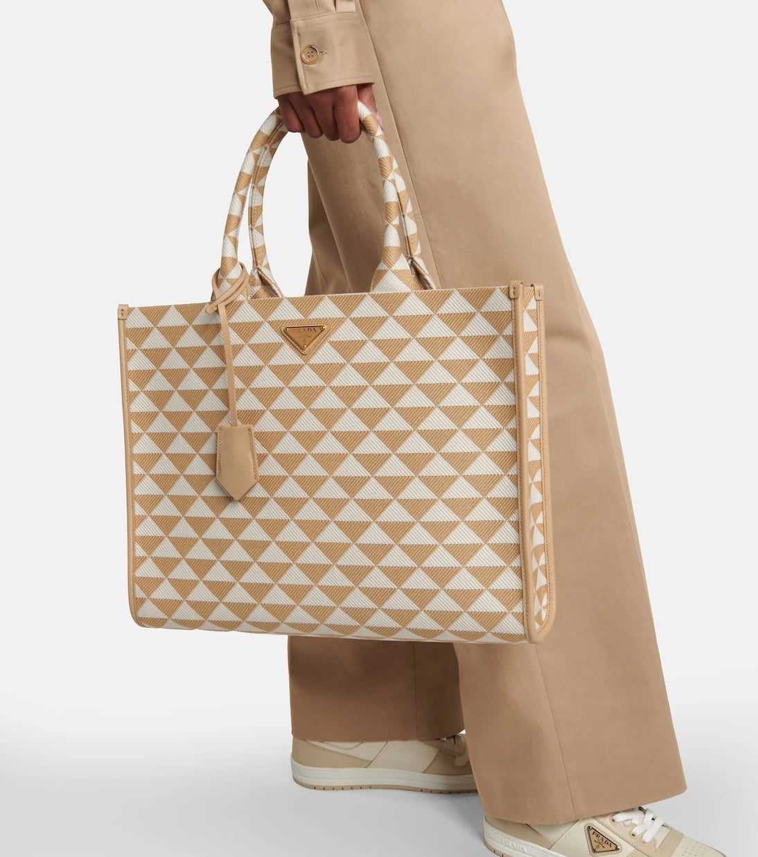 Prada - Symbole leather-trimmed tote bag