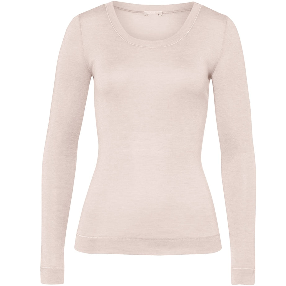 Hanro Ivory Silk-Cashmere Long-Sleeve T-Shirt
