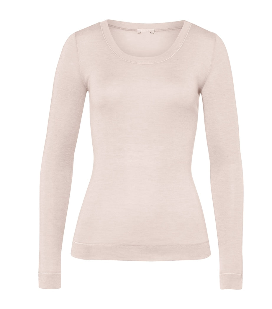 Hanro Ivory Silk-Cashmere Long-Sleeve T-Shirt