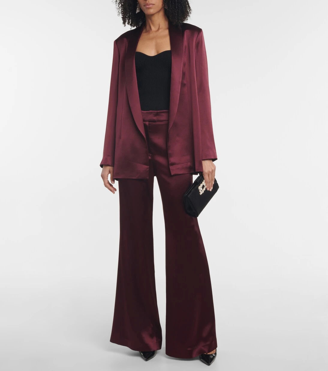 Galvan - High-rise satin flared pants
