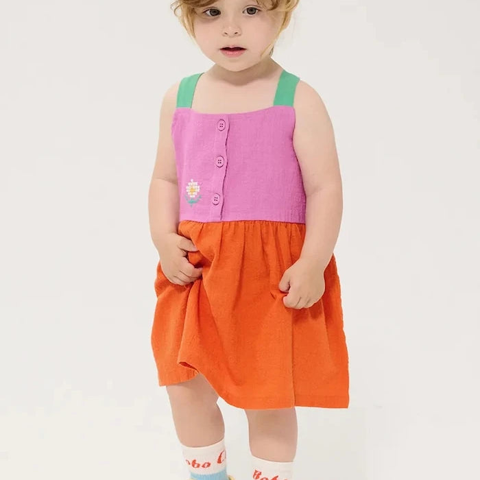 Бебешка памучна рокля Bobo Choses Pixel Daisy