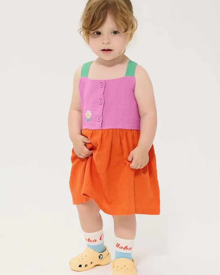 Bobo Choses Pixel Daisy Bebek Pamuk Elbise