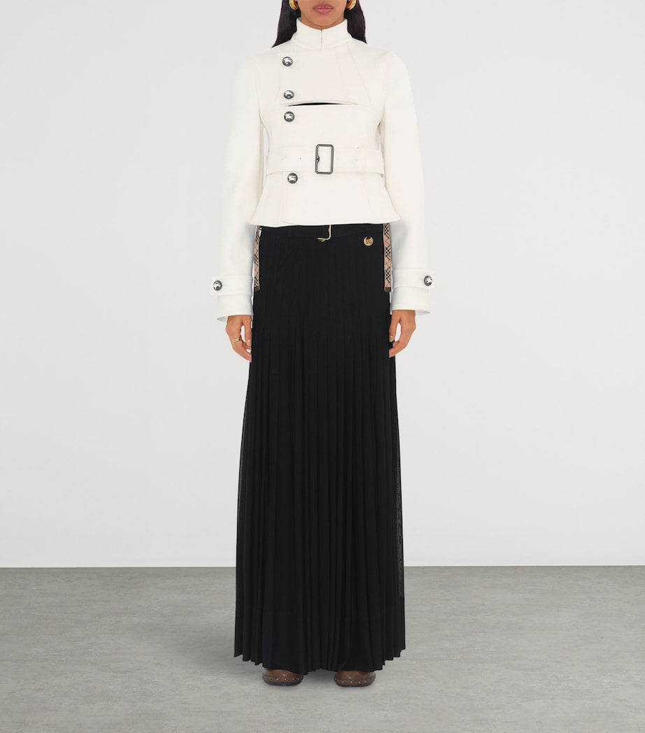 White Cotton-Blend Tailored Jacket