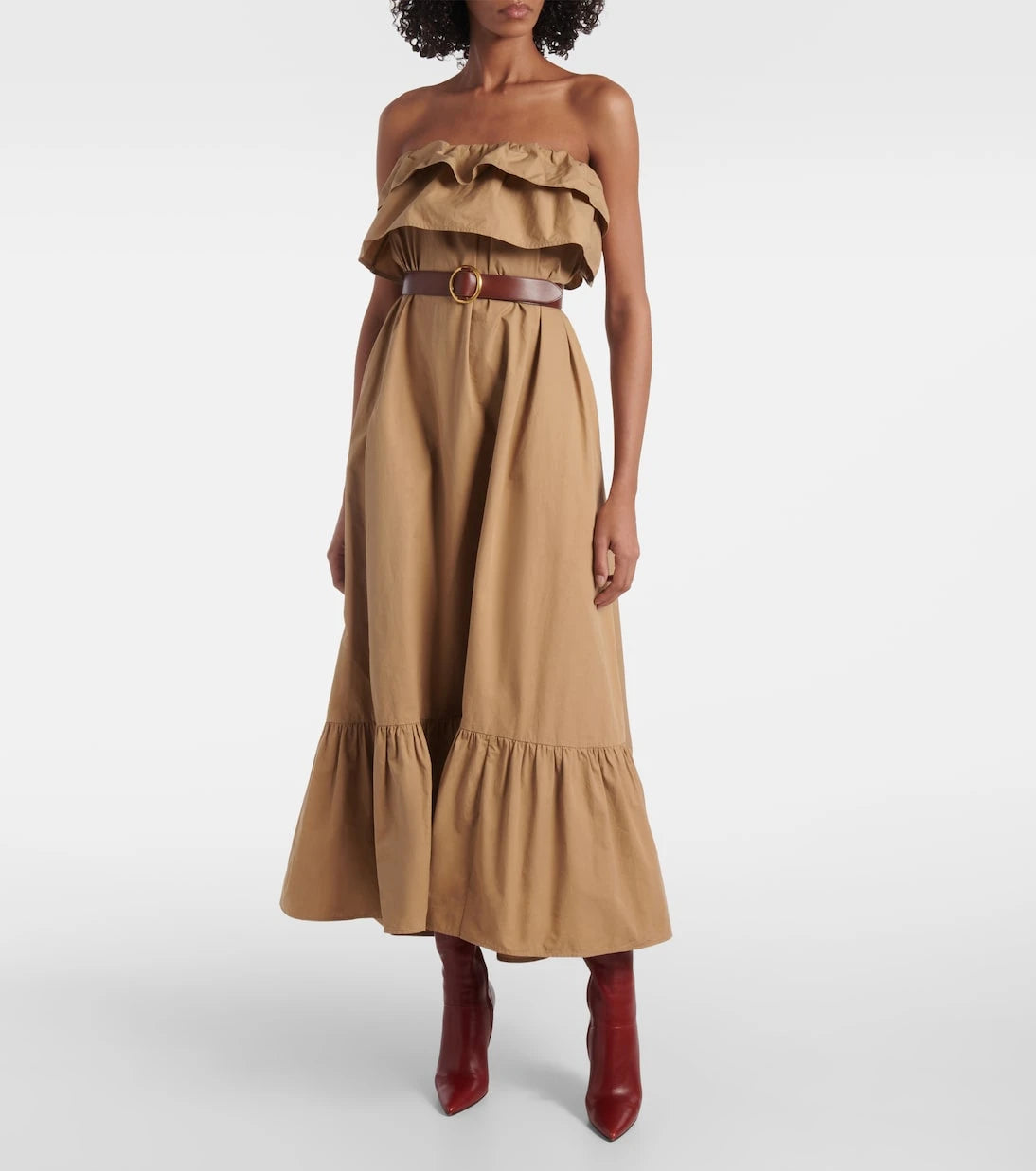 Saint Laurent - Ruffled cotton serge maxi dress