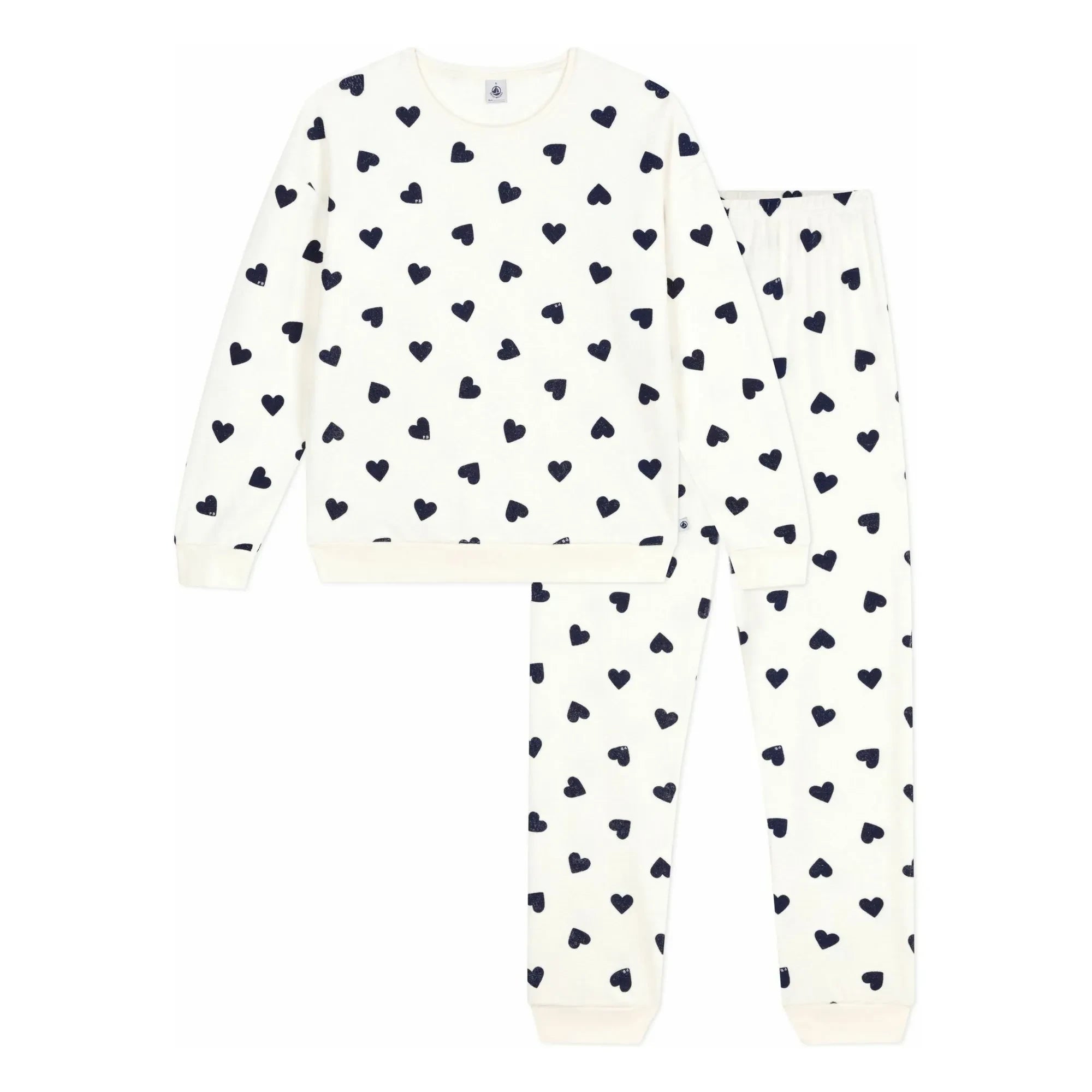 Petit Bateau - Sponge hearts pyjamas | Ecru