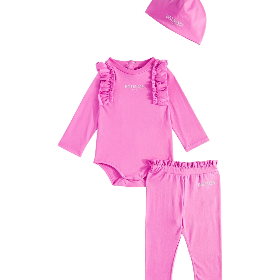 Balmain Kids - Baby cotton bodysuit, pants and hat set