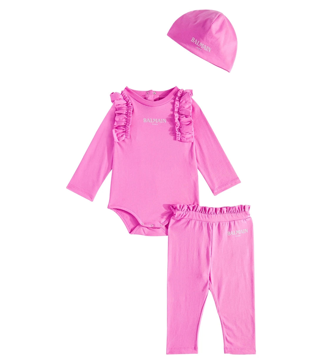 Balmain Kids - Baby cotton bodysuit, pants and hat set