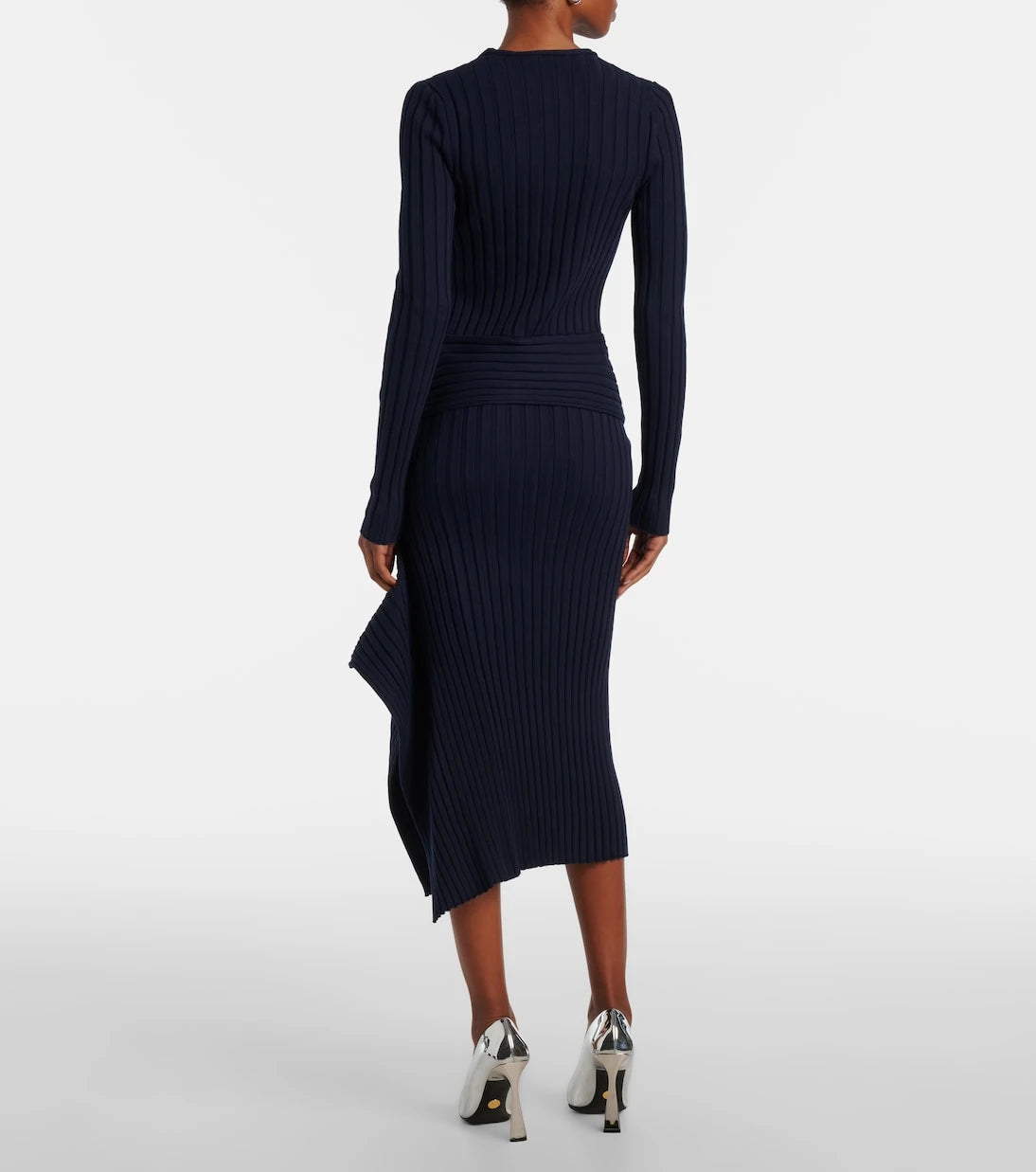 Stella McCartney - Ribbed-knit ruffled cotton midi skirt