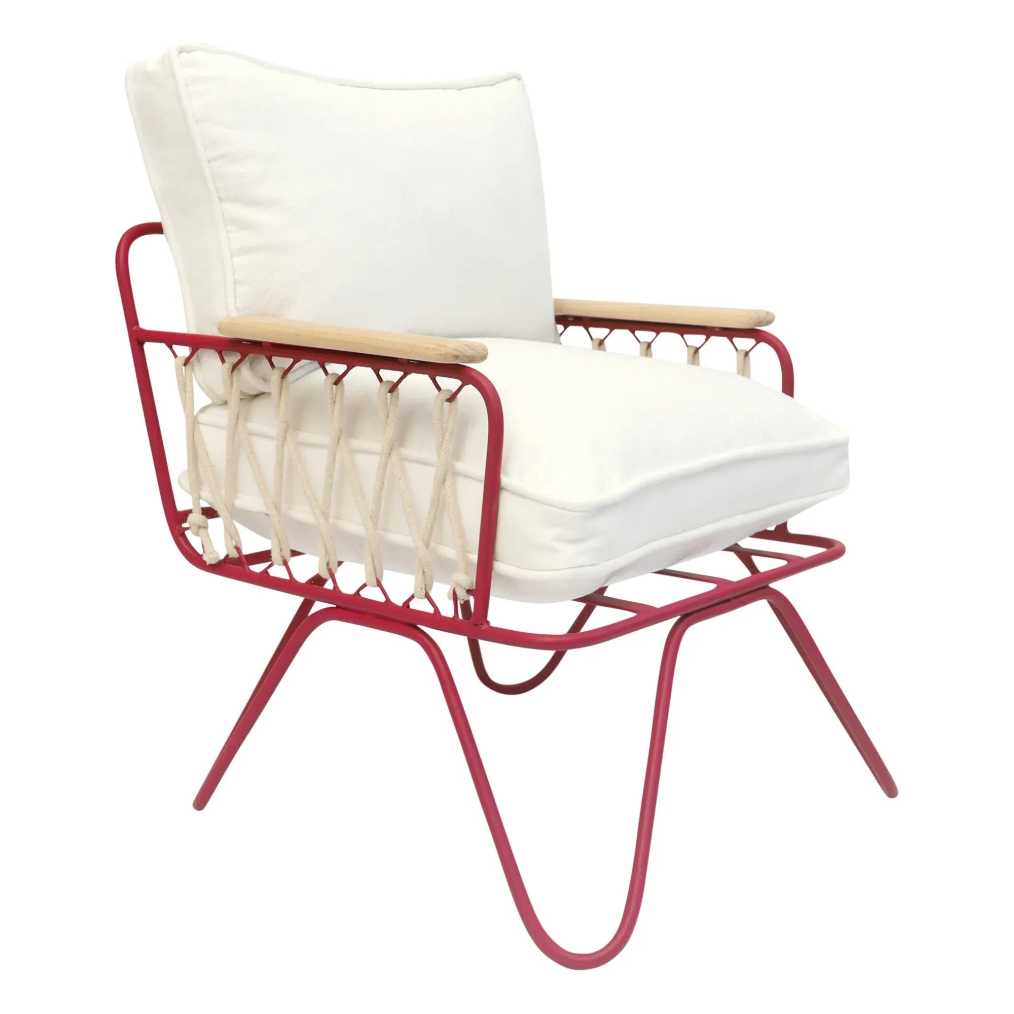 Honoré - Baby Croisette Lounge Chair - Cotton, Red Metal Frame  | White