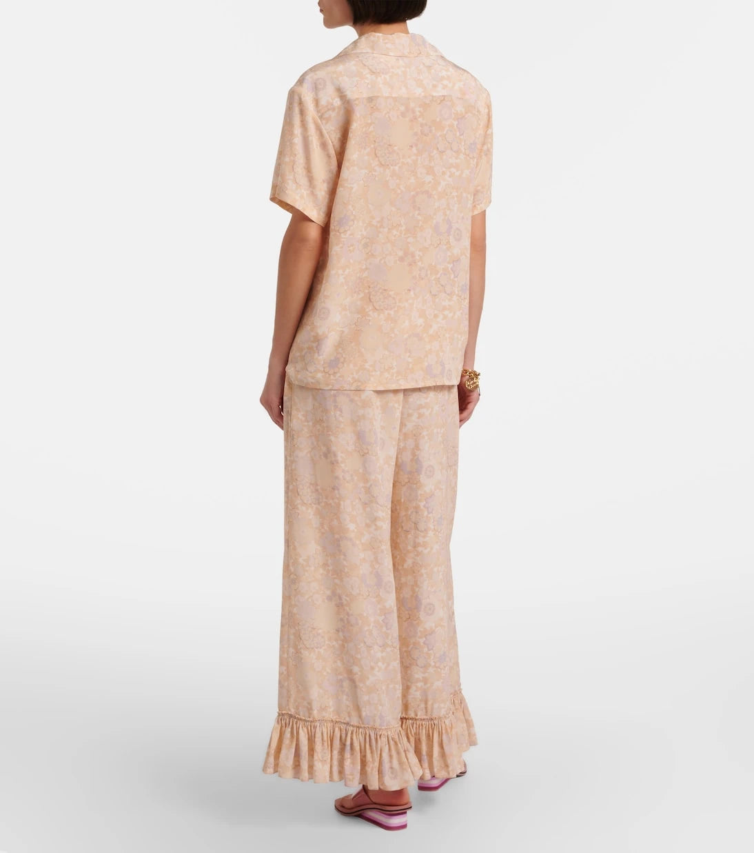 Chloé - Floral ruffled silk wide-leg pants