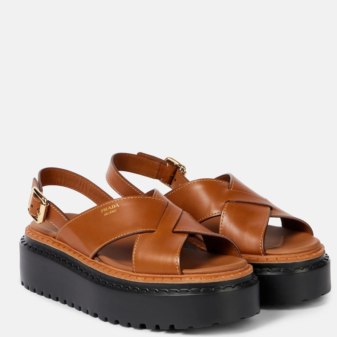 Prada - Leather platform sandals