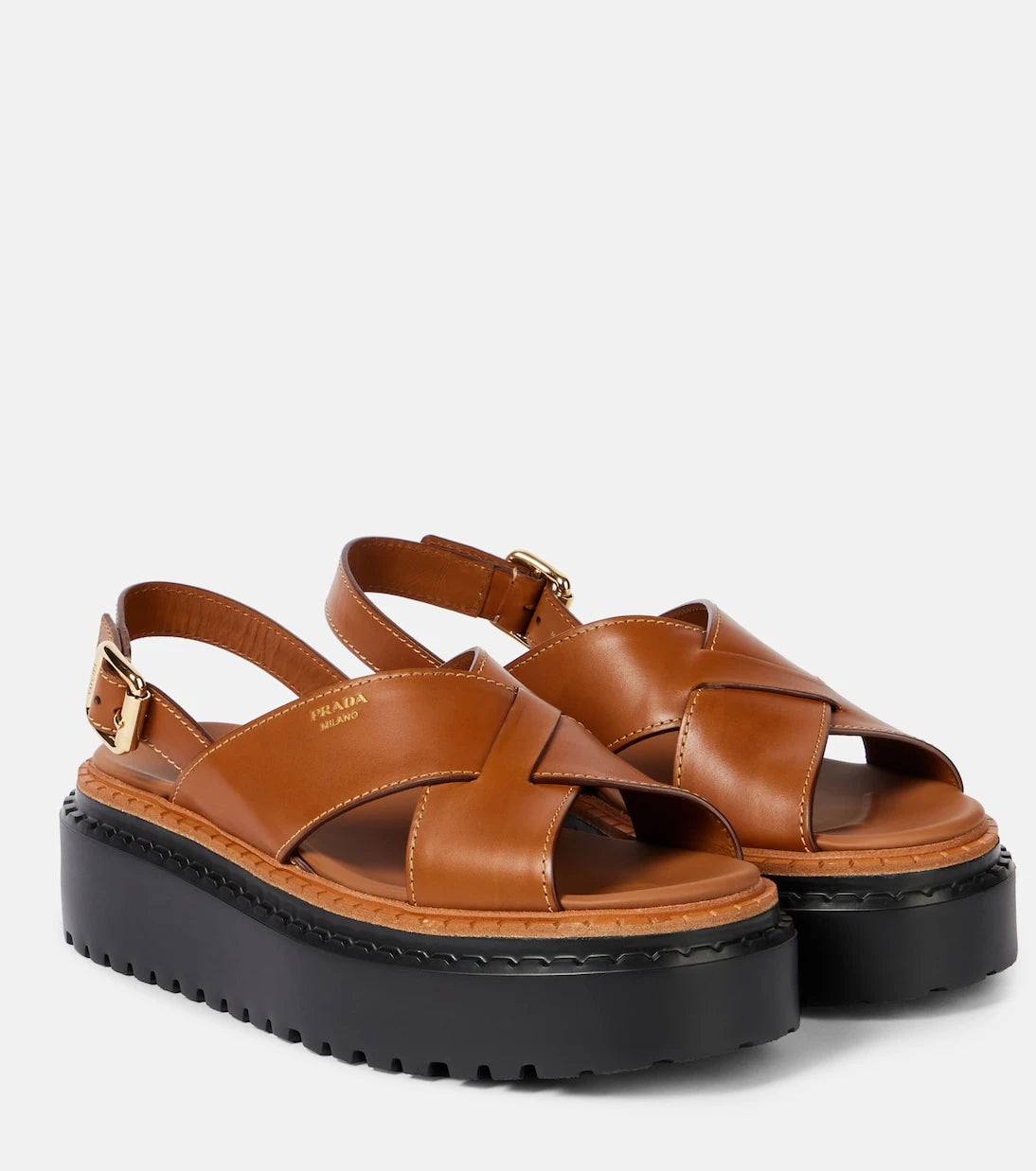 Prada - Leather platform sandals