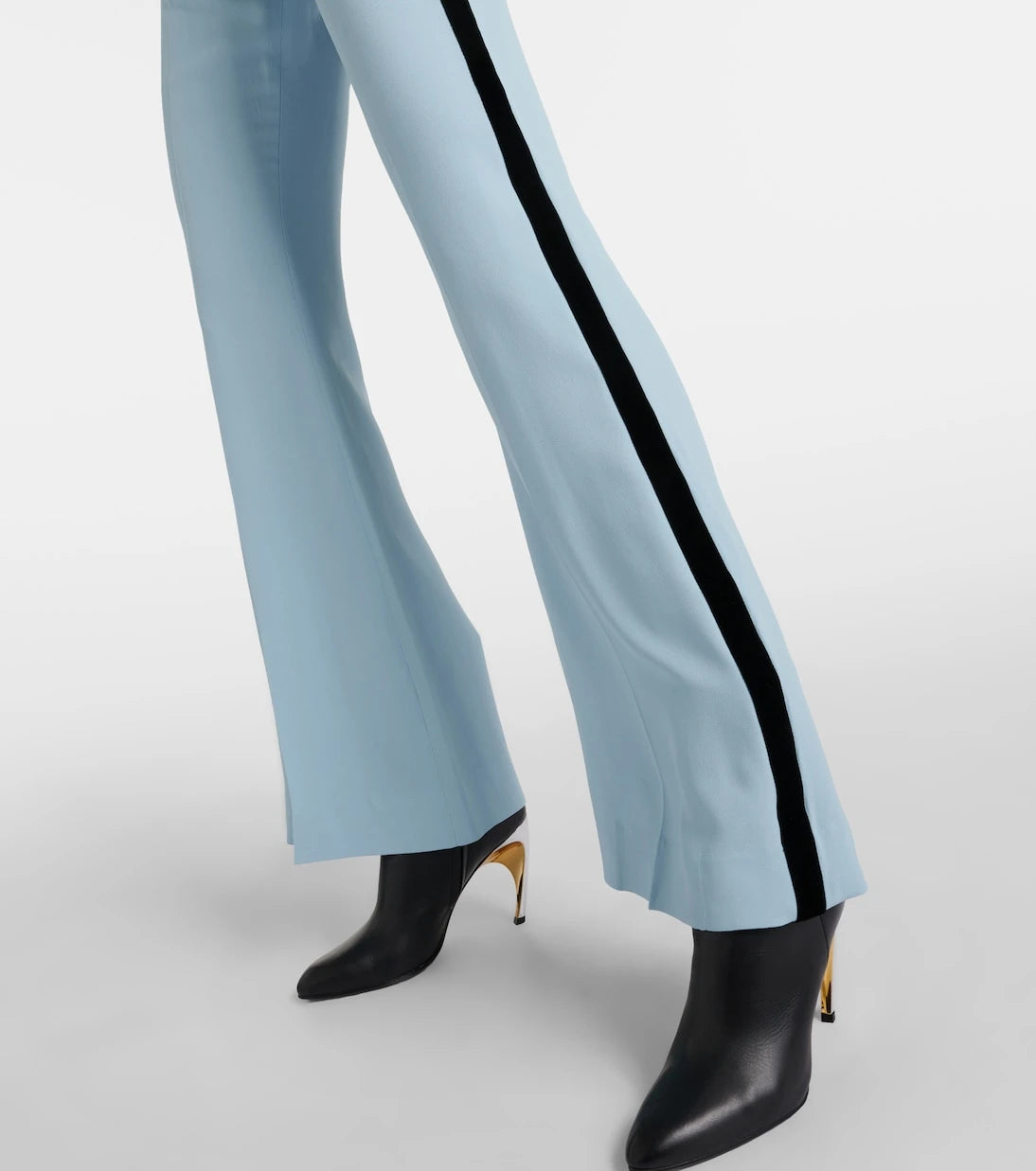 Nina Ricci - Velvet-trimmed cady flared pants