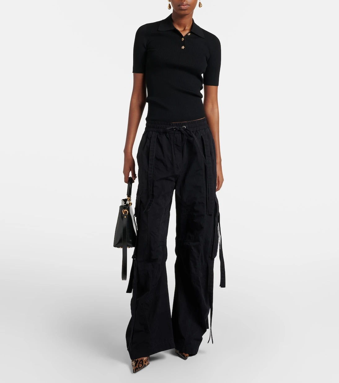 Dolce&Gabbana - Embellished ribbed-knit polo shirt