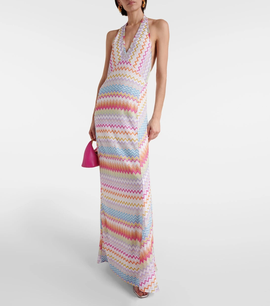 Missoni - Zig Zag halterneck lamé maxi dress