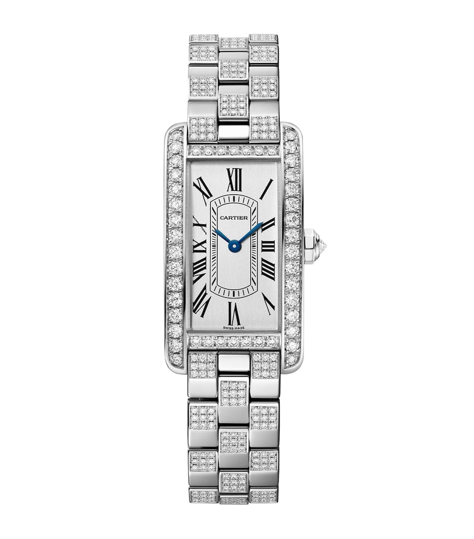 Small White Gold and Diamond Tank Américaine Watch 19.4mm