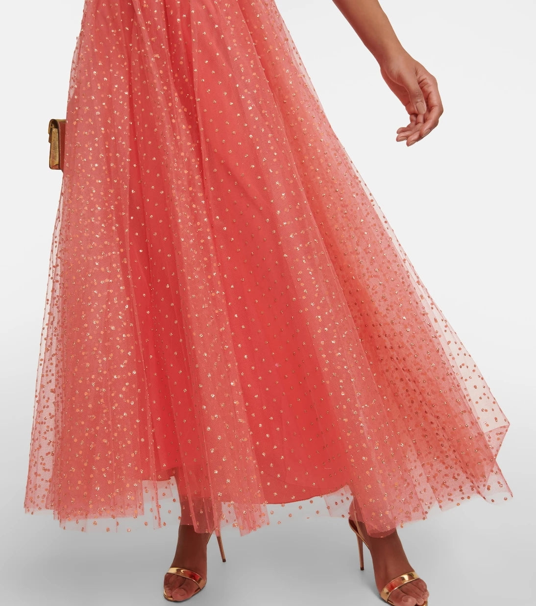 Monique Lhuillier - Embellished tulle maxi gown