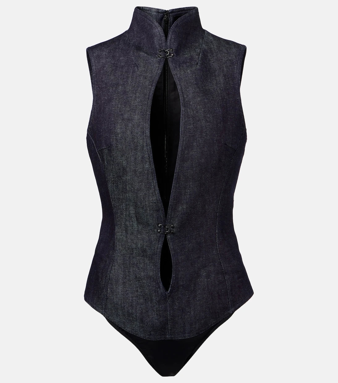 Mugler - Cutout denim bodysuit