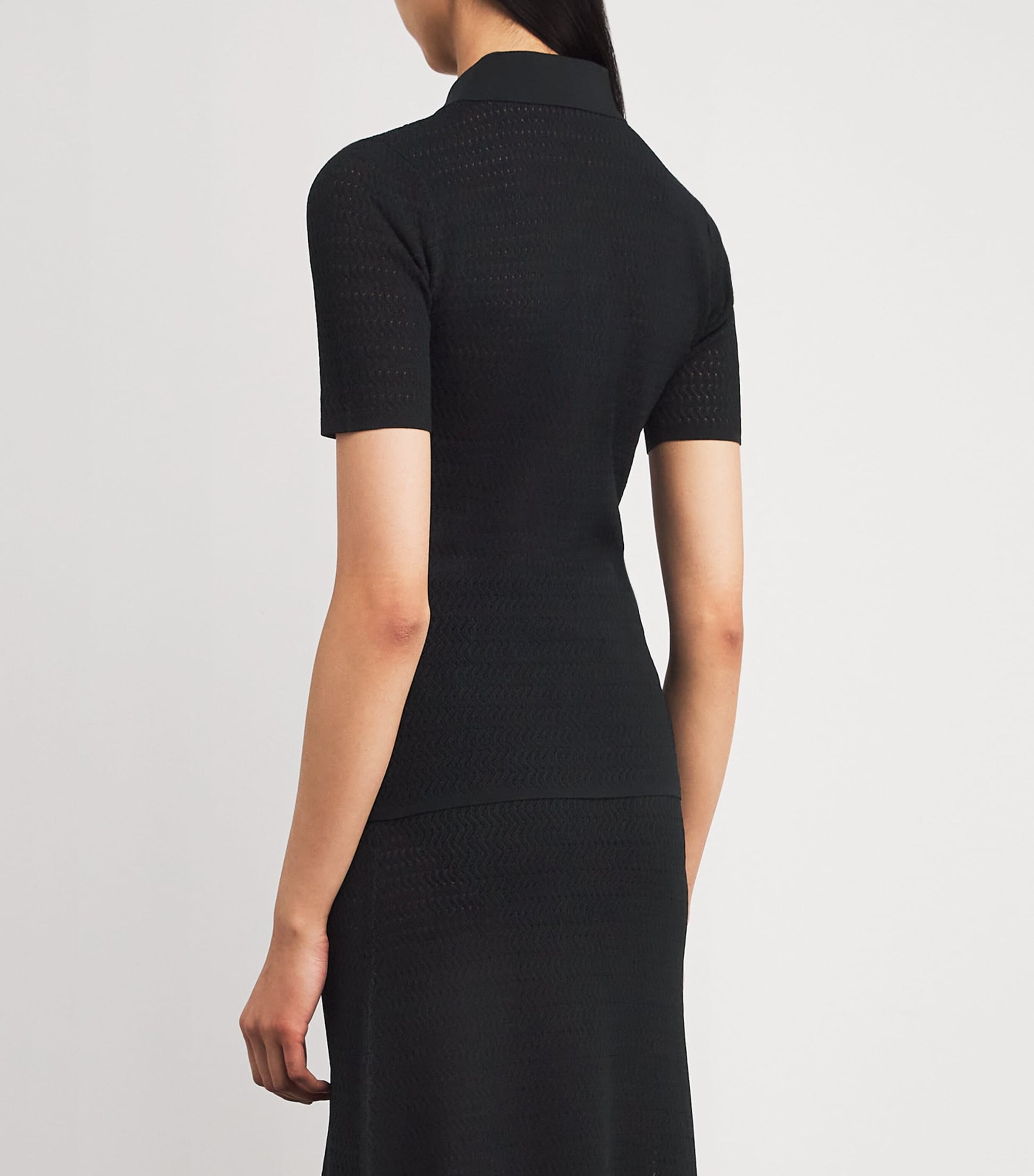 Victoria Beckham Black Knitted Polo Shirt
