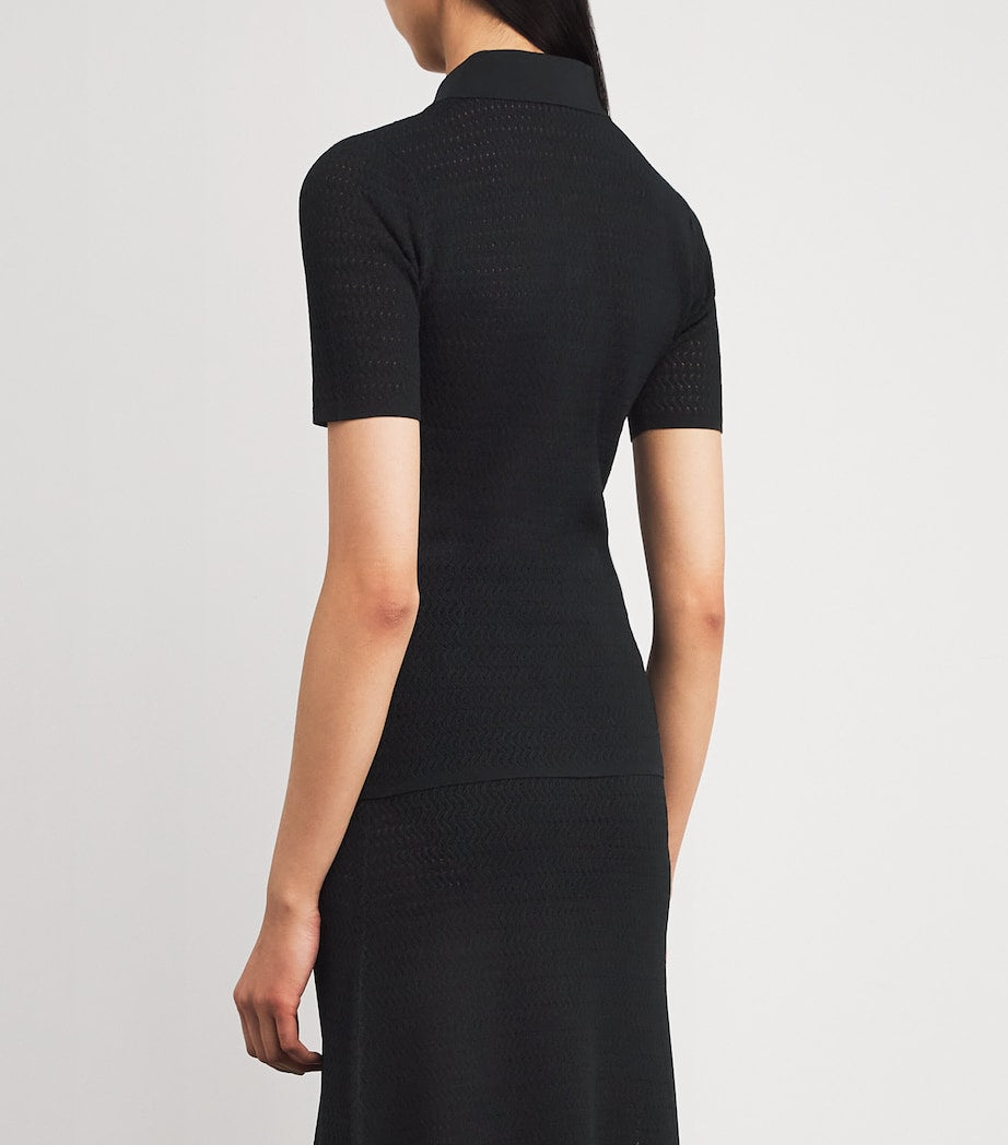 Black Knitted Polo Shirt