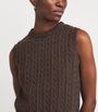 Wool-Blend Denim-Collar Sweater Vest BROWN