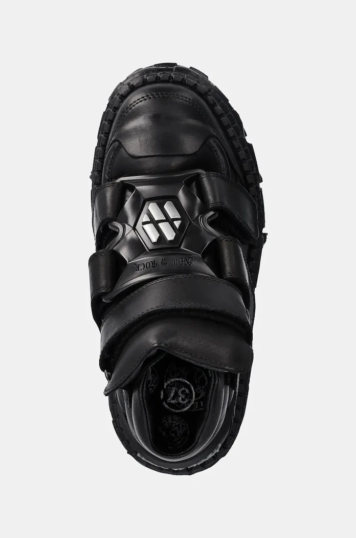 New Rock Crust Negro Negro + Tank Casco Negro Deri Ayakkabı