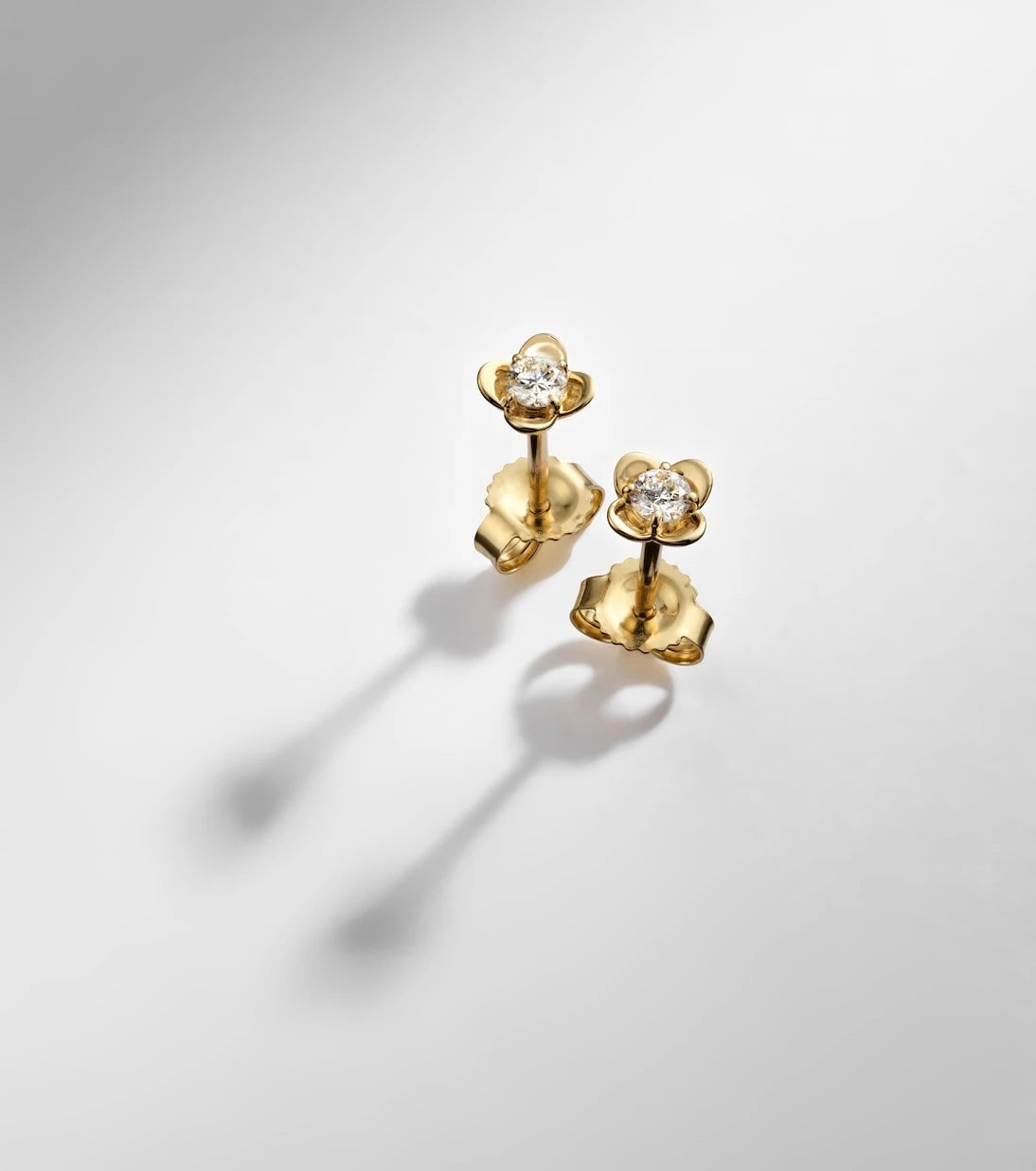 Stone and Strand - Clover Mini 14kt gold earrings with diamonds