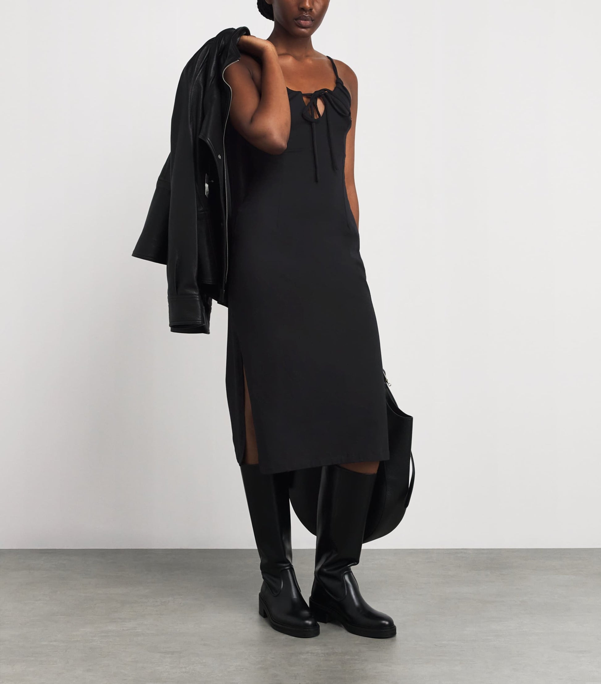 Nadine Mos Black Cotton Mazal Mini Slip Dress