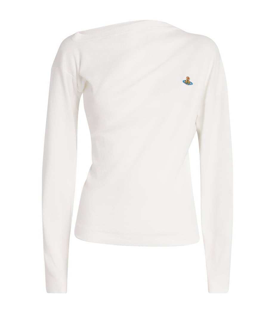 Vivienne Westwood White Stretch-Cotton Asymmetric Orb Hebo Top
