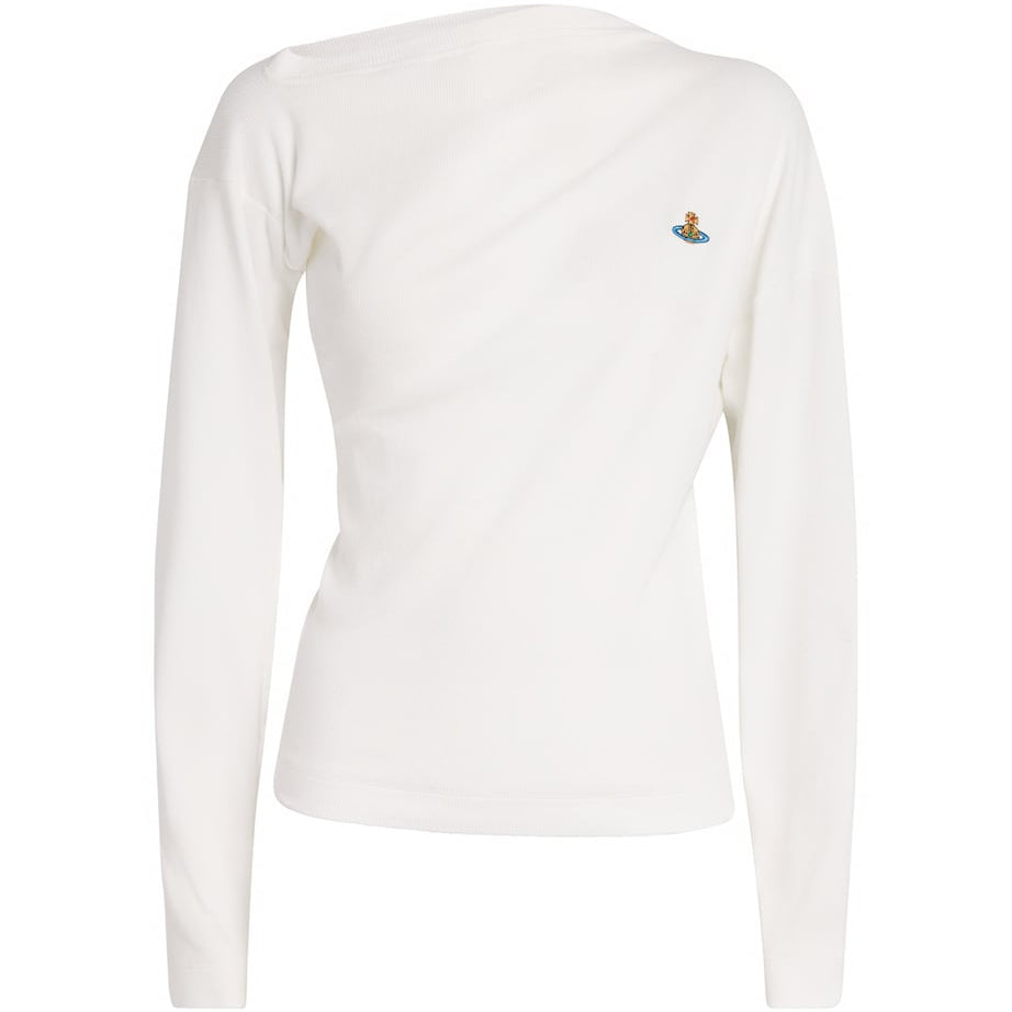 Vivienne Westwood White Stretch-Cotton Asymmetric Orb Hebo Top