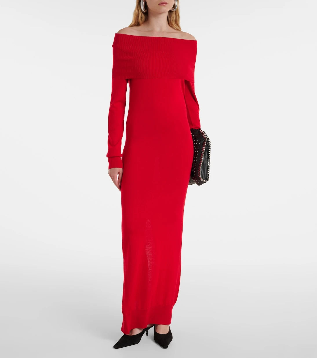 Stella McCartney - Off-shoulder virgin wool maxi dress