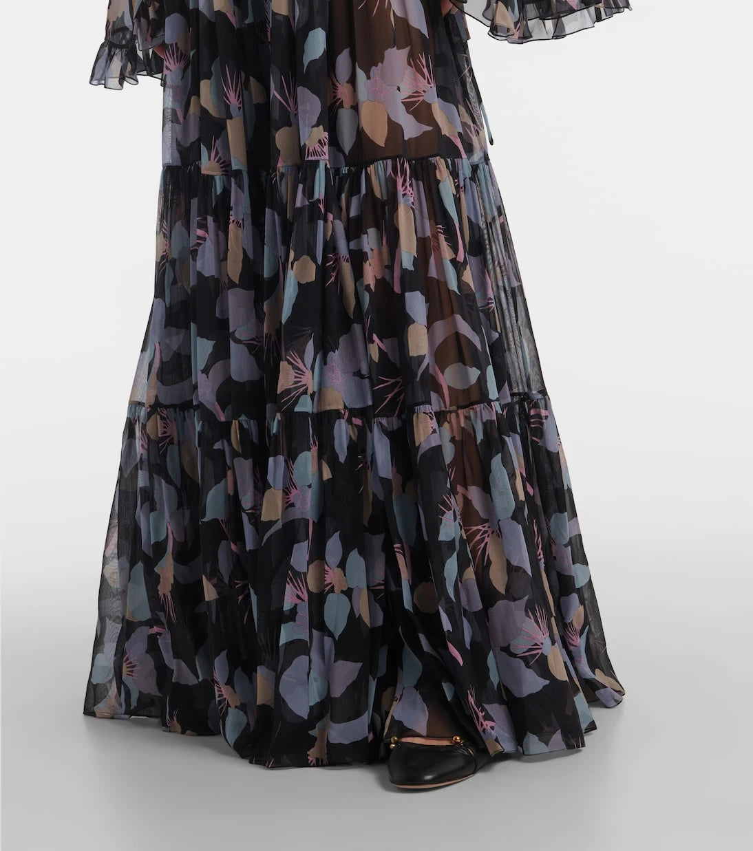 Chloé - Floral pleated silk maxi skirt