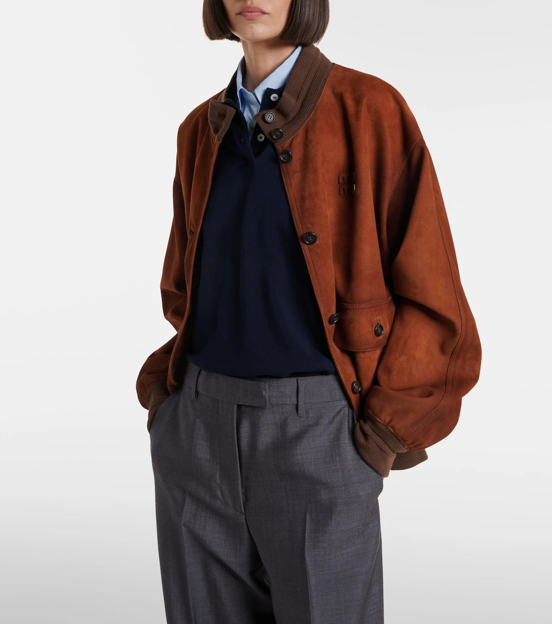Miu Miu - Suede bomber jacket