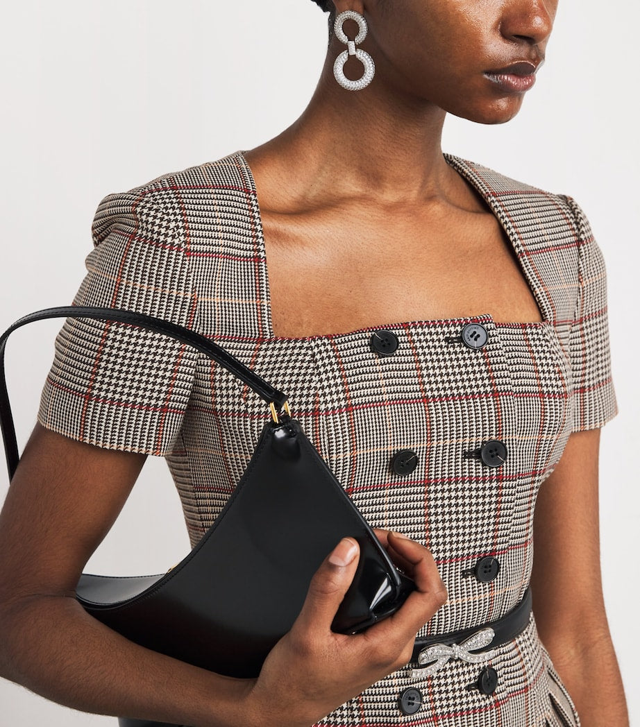 Self-Portrait Brown Houndstooth Mini Dress