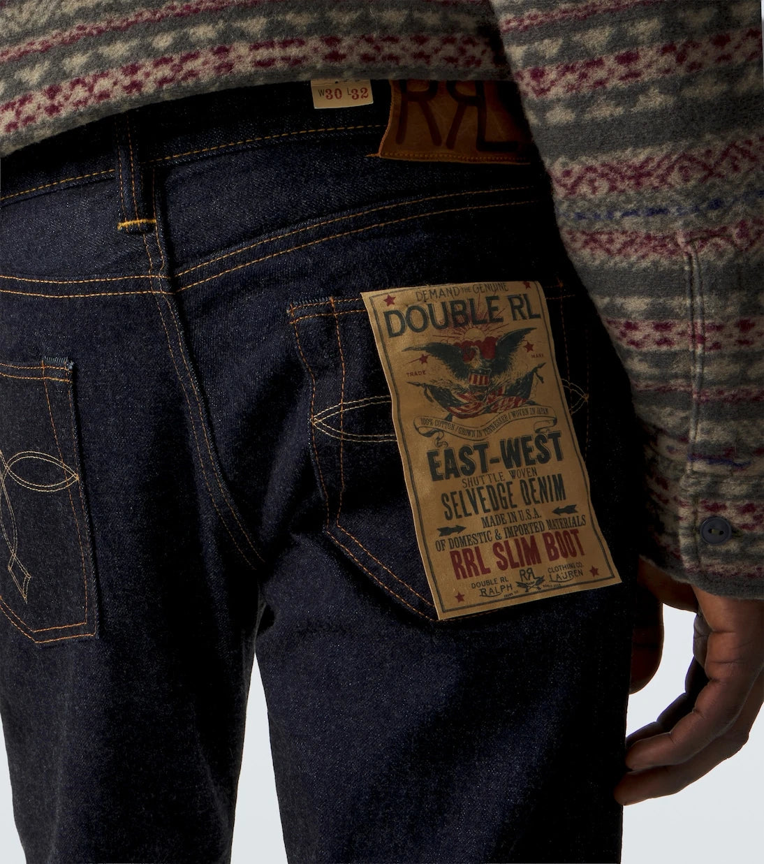 RRL - Embroidered slim jeans