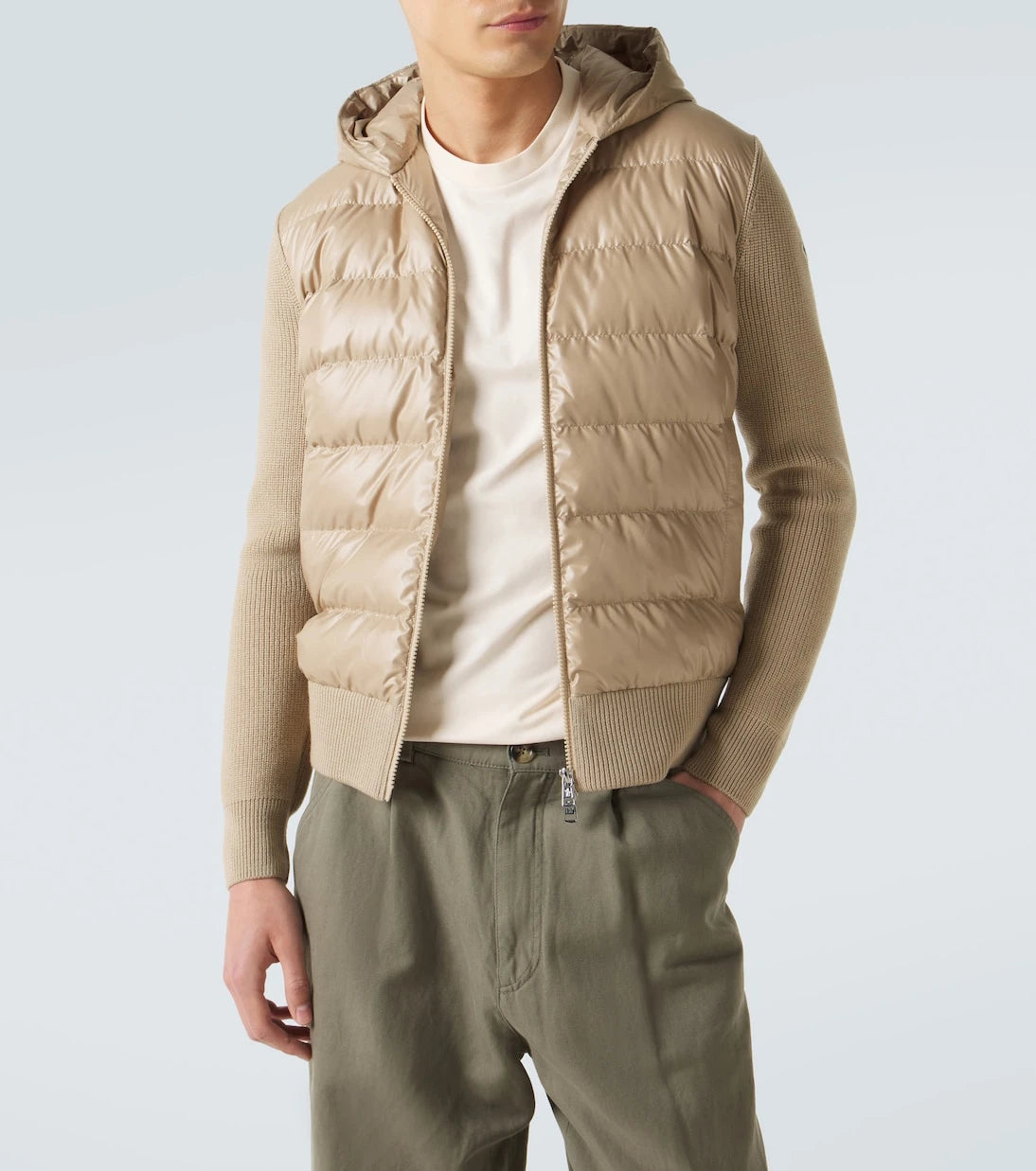 Moncler - Tricot down-paneled virgin wool cardigan
