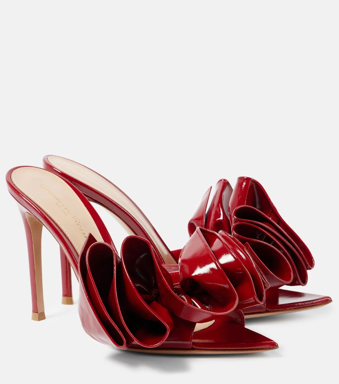 Gianvito Rossi - Gabrielle 105 ruffled patent leather mules