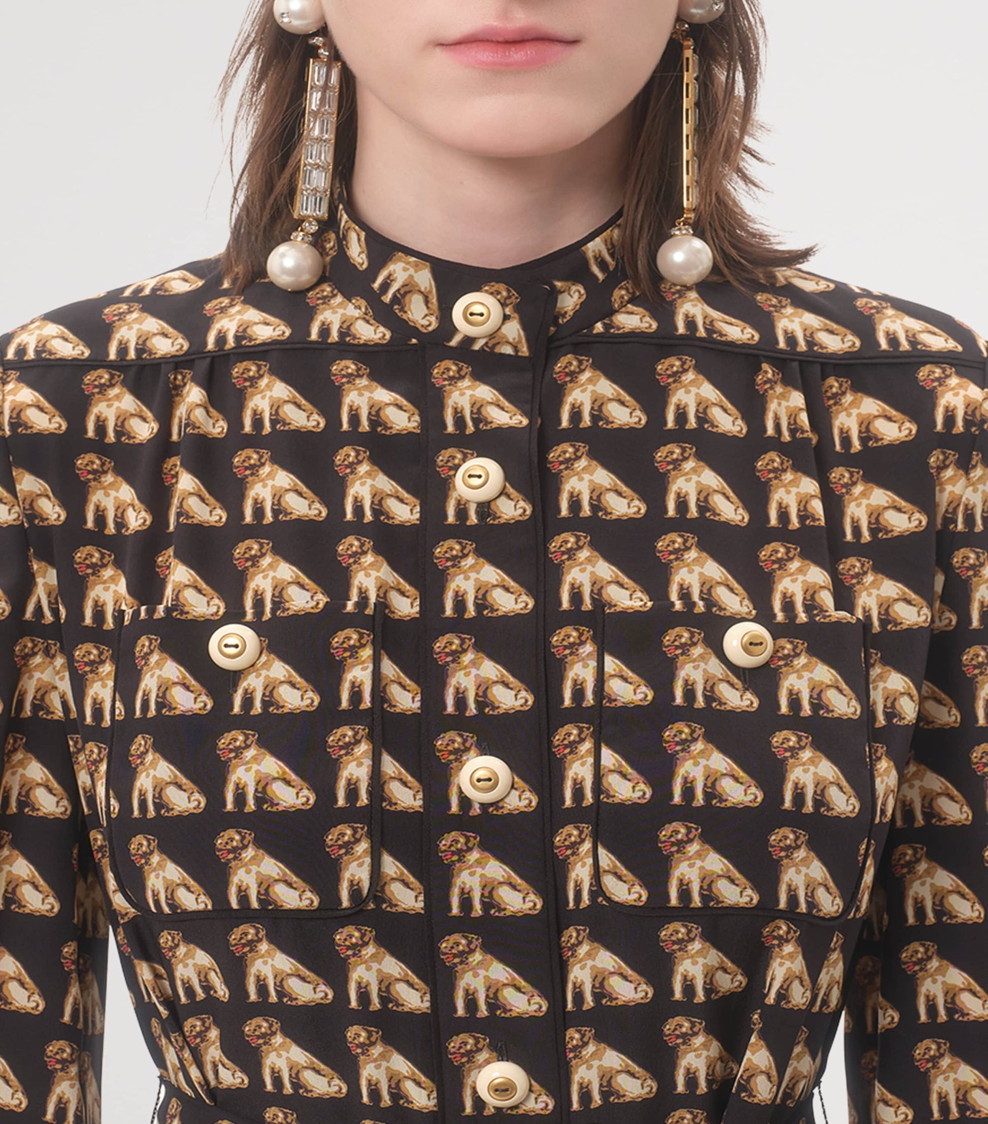 Valentino Multi Silk Dog Print Midi Dress