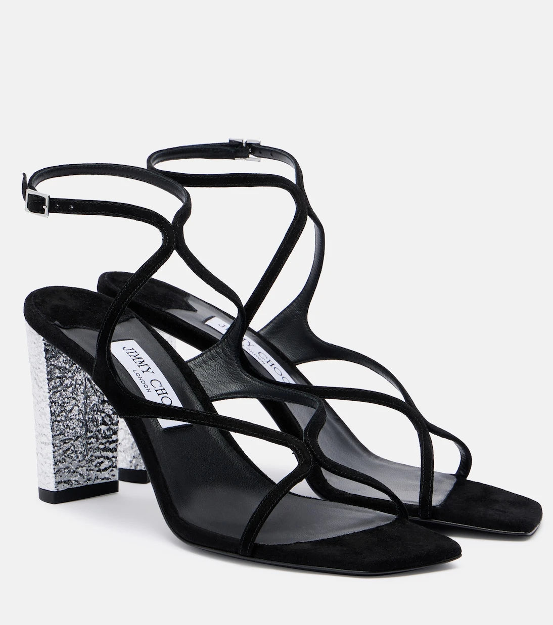 Jimmy Choo - صندل Azie 85 من الشمواه المزين