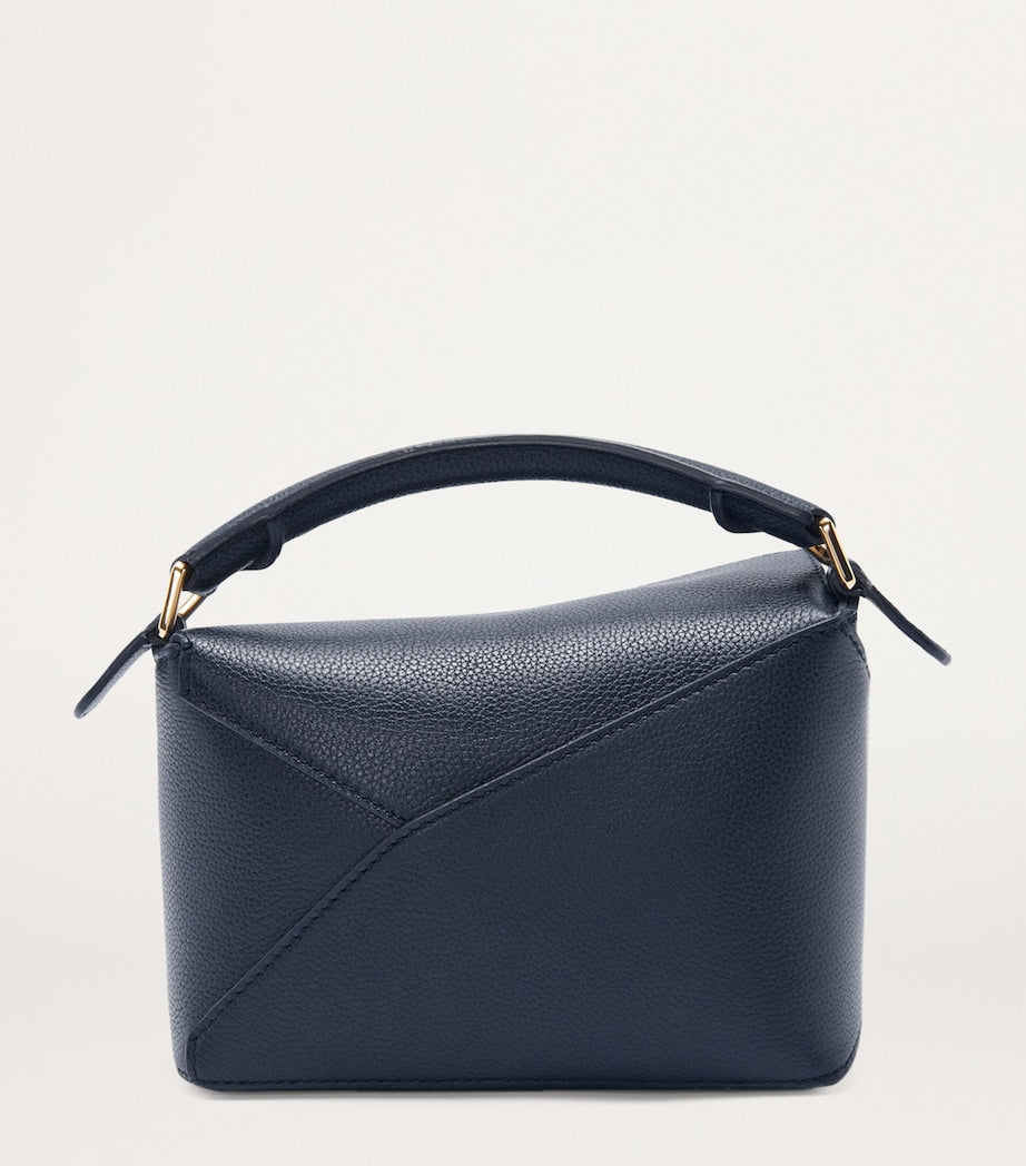 LOEWE Navy Mini Leather Puzzle Edge Top-Handle Bag
