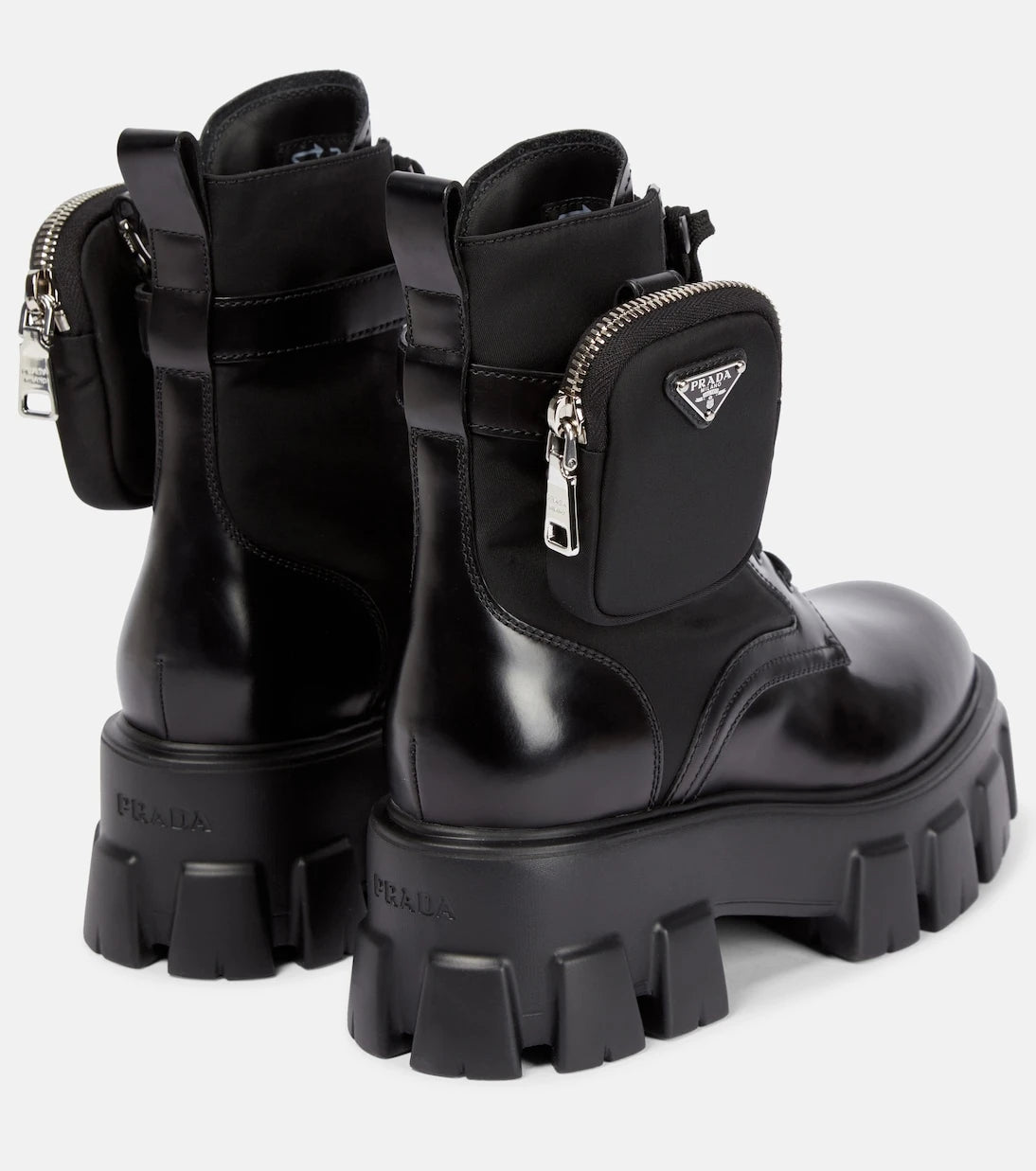 Prada - Monolith leather ankle boots