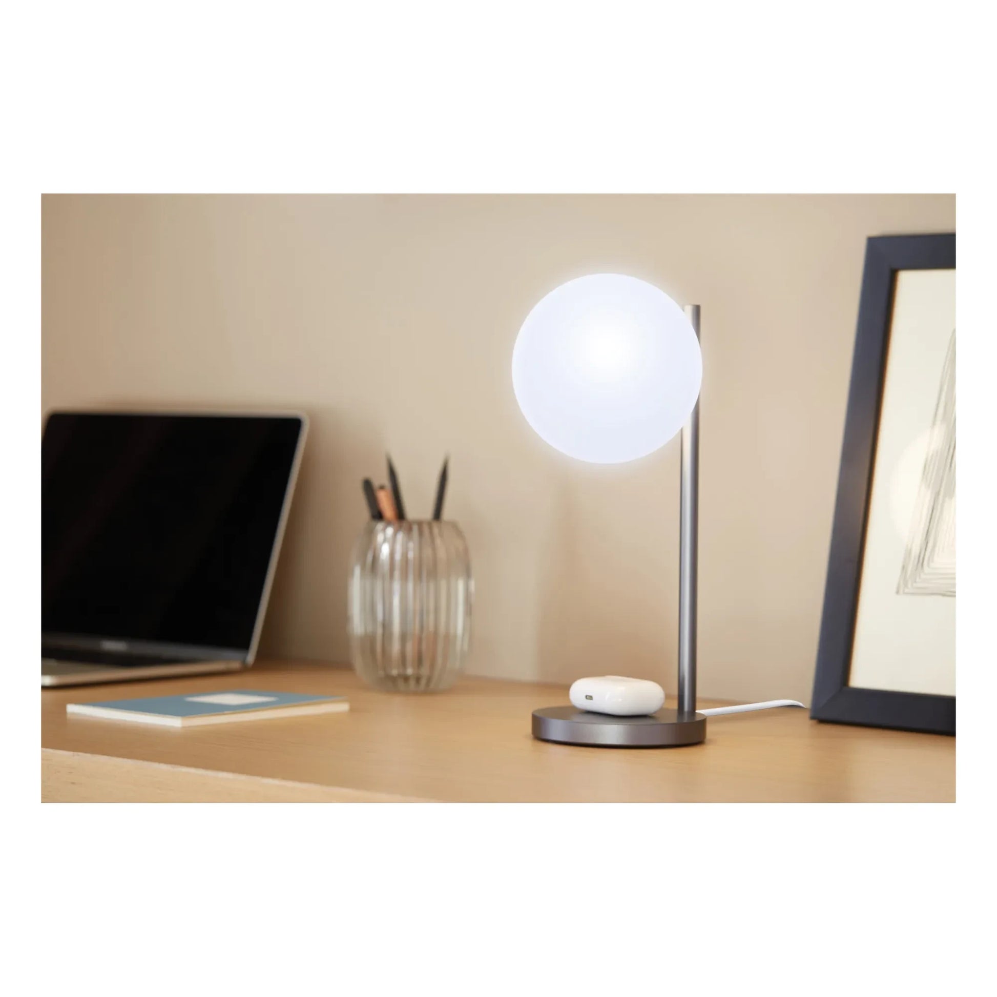 Lexon - Bubble LED desk lamp and charging stand | Steel Grey
