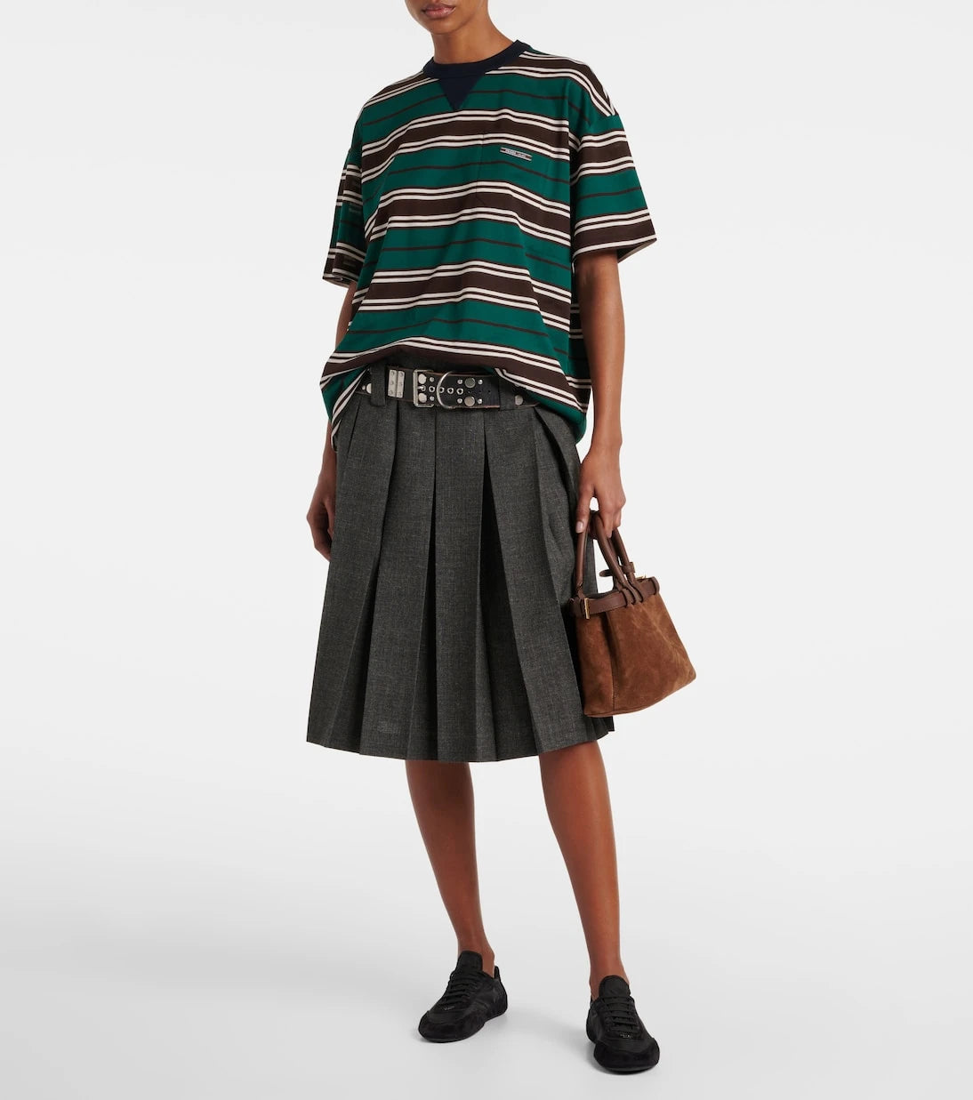 Prada - تيشيرت جيرسيه قطني مخطط
