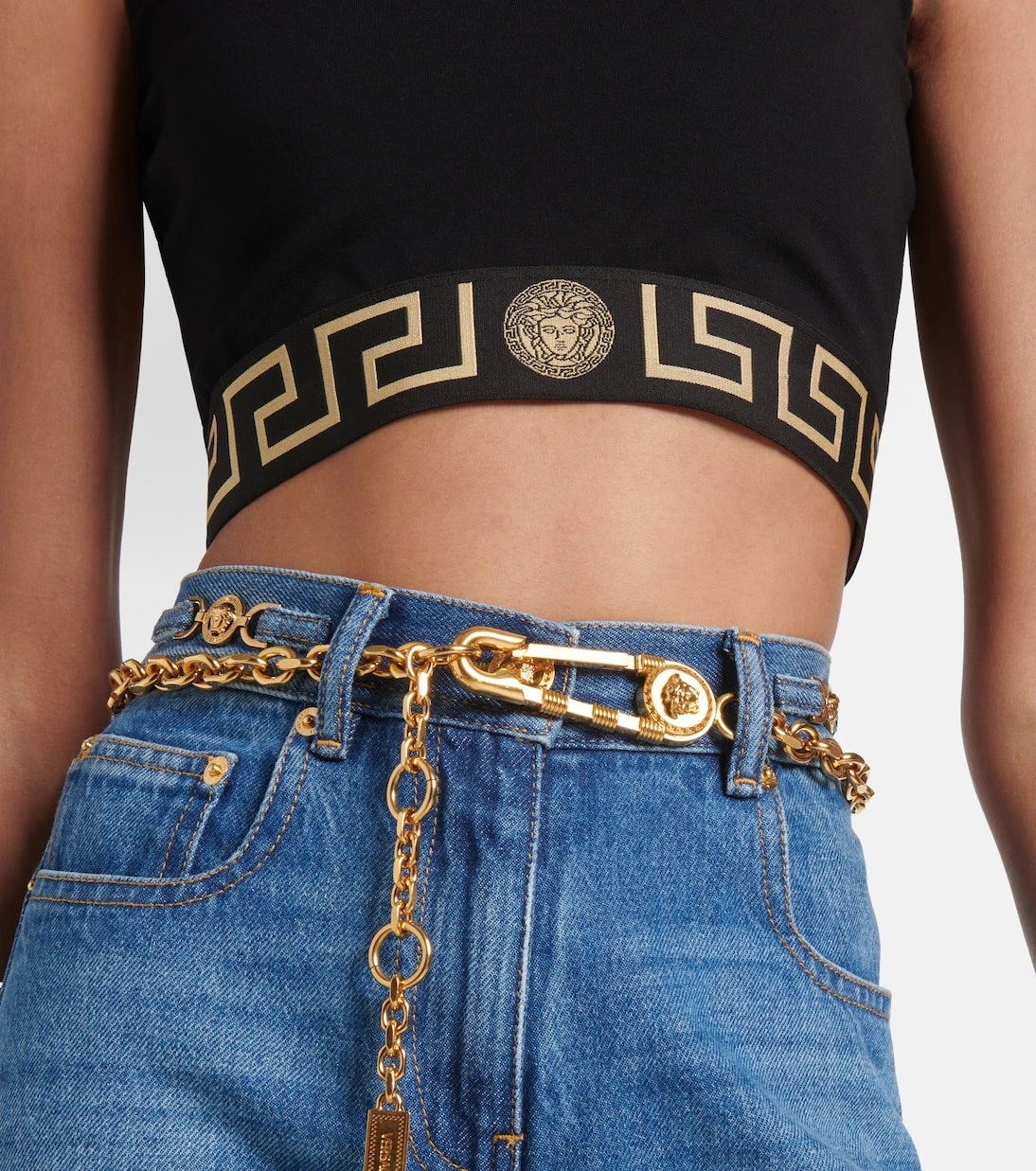Versace - Greca Border cropped tank top
