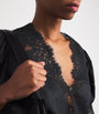 Black Ramie Lace-Trim Idella Blouse